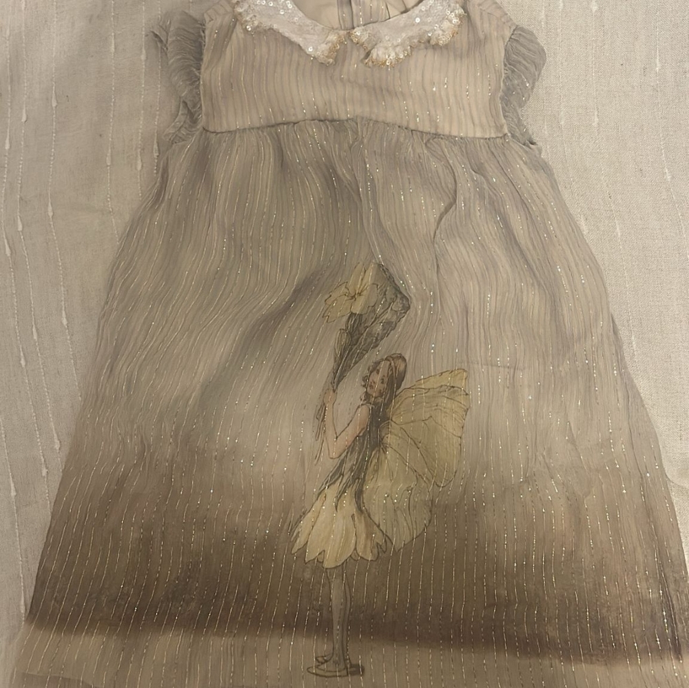 Gucci Kids Dress with Fairy Design in Cream and Gold